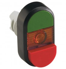 Кнопка двойная MPD13-11R (зеленая/красная-выступающая) красная-в ыступающая линза с текстом (I/O)  1SFA611142R1101  ABB