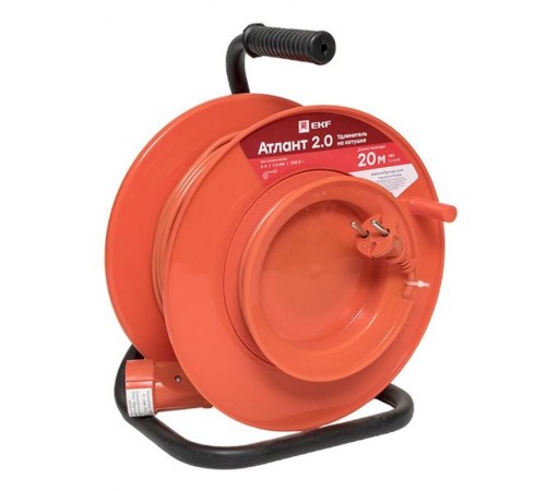 Удлинитель на катушке "Атлант 2.0" 1 гнездо 20м без заземления ПВС 2*0,75 6А/1,3кВт PROxima  UKA02-06-275-1-20  EKF