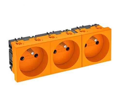 Розетка тройная 0° франц. стандарт, 250 В, 16A (оранжевый) (STD-F0 ROR3)  6120194  OBO Bettermann