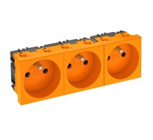 Розетка тройная 0° франц. стандарт, 250 В, 16A (оранжевый) (STD-F0 ROR3)  6120194  OBO Bettermann