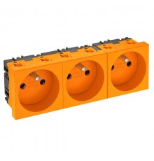 Розетка тройная 0° франц. стандарт, 250 В, 16A (оранжевый) (STD-F0 ROR3)  6120194  OBO Bettermann