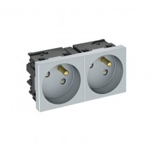 Розетка двойная 33° Modul45connect, франц. стандарт, 250 В, 16A (серебристый) (STD-F3C AL2)  6120682  OBO Bettermann