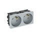 Розетка двойная 33° Modul45connect, франц. стандарт, 250 В, 16A (серебристый) (STD-F3C AL2)  6120682  OBO Bettermann