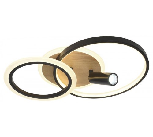Светильник потолочный светодиодный  Модерн Rondo CLL-1-85-RC BK с ДУ 85W 3000-6500К черный/дерево  Б0069745  ЭРА