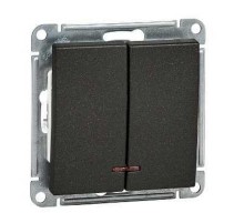 W59 Черный бархат Выключатель2-клавишный, с подсветкой 10АХ  VS510-251-6-86  SE