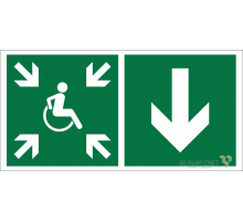 Знак безопасности BL-4020.E78"Указ. двери пункта сбора(безоп.зоны)МГН(прав.)"  a20264  Белый свет