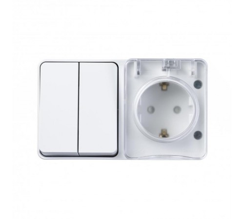 AtlasDesign Profi54 Белый О/У розеточный блок з/к со шт. 16А Выключатель.2-клав.10А  ATN540174  SE