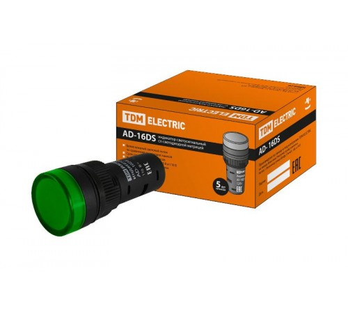 Лампа AD-16DS(LED)матрица d16мм зеленый 110В AC/DC   SQ0702-0068  TDM