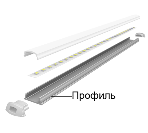 Профиль алюминиевый для светодиодной ленты PAL 1105 гибкий (2м) анодированный  5009523  Jazzway