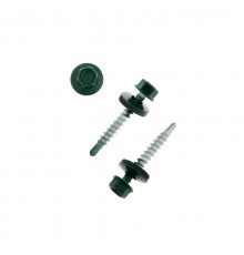 Саморез КР св. 4,8х35 RAL-6005 (тёмно-зеленый) (250 шт) - ведро ( 1,478 кг)  127874  Tech-KREP