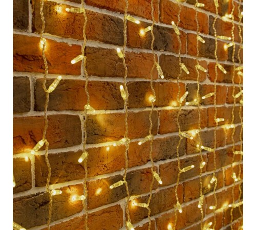 Гирлянда Занавес 2х9м 1200 LED ТЕПЛЫЙ БЕЛЫЙ прозрачный ПВХ IP65 эффект мерцания 230В  235-696  NEON-NIGHT