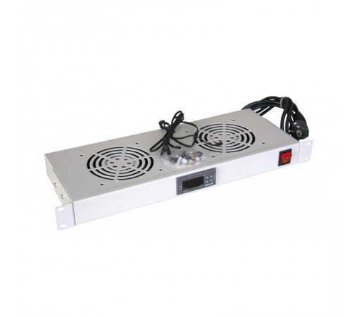 19" Вентиляторный модуль с термостатом 1U с 2-мя вентиляторами  04-2604  REXANT