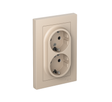 AtlasDesign Песочный  Розетка 2-ая с заземлением со шторками, 16А, в сборе  ATN001226  SE