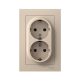 AtlasDesign Песочный  Розетка 2-ая с заземлением со шторками, 16А, в сборе  ATN001226  SE
