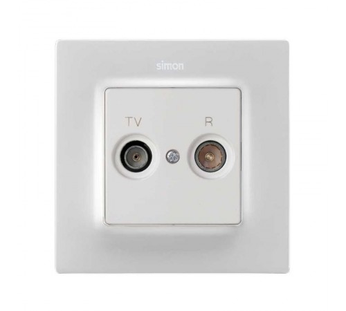 Накладка для розетки R-TV+SAT с пиктограммой "TV R" белого матового цвета S82 Concept  8200053-090  Simon