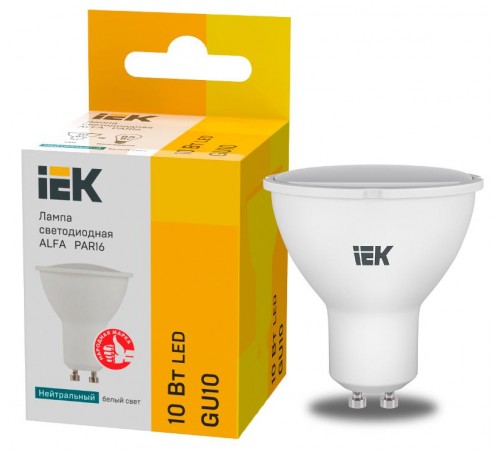 Лампа светодиодная  ALFA PAR16 софит 10Вт 230В 4000К GU10 (6шт)  LLA-PAR16-10-230-4-GU10-6  IEK