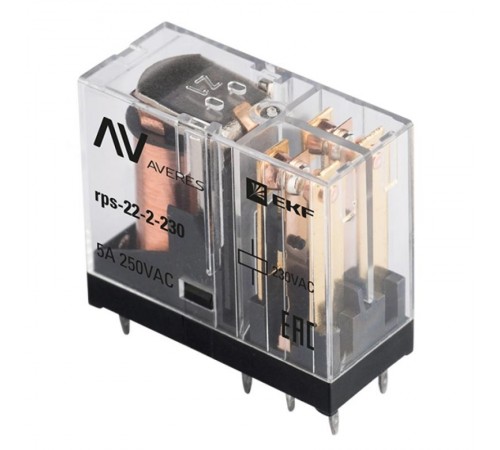 Реле промежуточное РП slim 22/2 5A 230В AC AVERES  rps-22-2-230  EKF