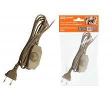Шнур с плоской вилкой и светорегулятором ШУ05С3 (200Вт, RL) ШВВП 2х0,75мм2 2м. бронза  SQ1305-0053  TDM