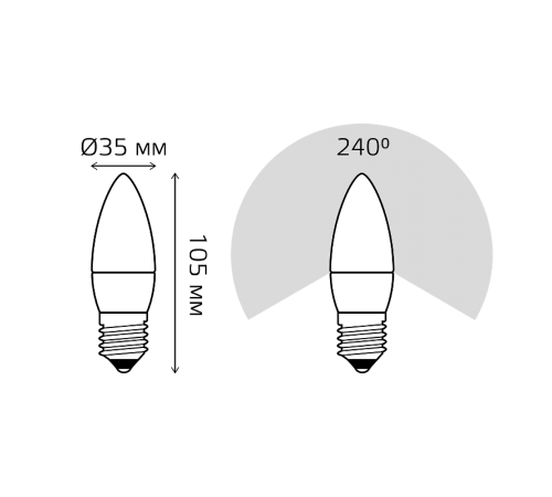 Лампа светодиодная Black LED Свеча E27 9.5W 890lm 3000К  103102110  Gauss
