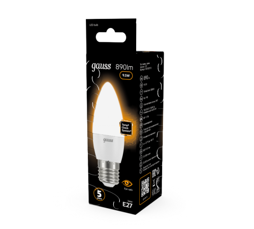 Лампа светодиодная Black LED Свеча E27 9.5W 890lm 3000К  103102110  Gauss
