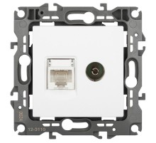 Розетка ЭРА Серия 12 12-3110-01М комбинированная RJ45+TV, белый матовый   Б0065691  ЭРА