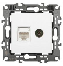 Розетка ЭРА Серия 12 12-3110-01М комбинированная RJ45+TV, белый матовый   Б0065691  ЭРА
