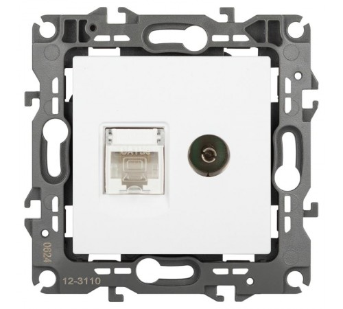 Розетка ЭРА Серия 12 12-3110-01М комбинированная RJ45+TV, белый матовый   Б0065691  ЭРА