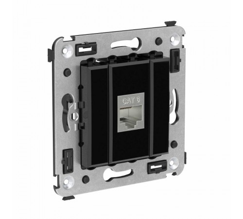 Компьютерная розетка RJ-45 без шторки в стену, кат.6 одинарная экранированная, "Avanti", "Черный квадрат"  4402793  DKC