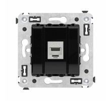 Компьютерная розетка RJ-45 без шторки в стену, кат.6 одинарная экранированная, "Avanti", "Черный квадрат"  4402793  DKC