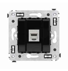 Компьютерная розетка RJ-45 без шторки в стену, кат.6 одинарная экранированная, "Avanti", "Черный квадрат"  4402793  DKC