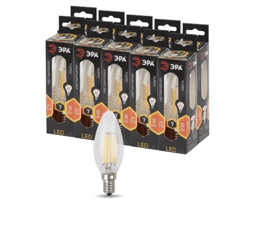 Лампа светодиодная LED филамент 7Вт Е14 2700К В35 827 свеча  Б0027942  ЭРА