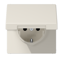 Штепсельная розетка SCHUKO 16А / 250В с подпружиненной откидной крышкой, пружинные зажимы; дюропласт; слоновая кость; LS990  LS1520KL  Jung