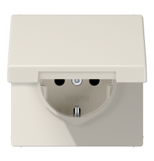 Штепсельная розетка SCHUKO 16А / 250В с подпружиненной откидной крышкой, пружинные зажимы; дюропласт; слоновая кость; LS990  LS1520KL  Jung