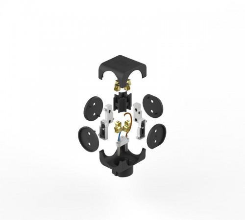 Тройник SP-4-B  4гн, без заземл (чёрный) (10/60/2880) Б0008207  ЭРА