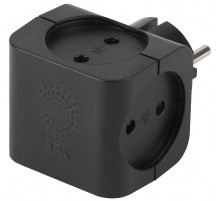 Тройник SP-4-B  4гн, без заземл (чёрный) (10/60/2880) Б0008207  ЭРА