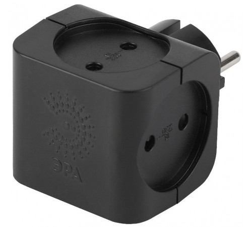 Тройник SP-4-B  4гн, без заземл (чёрный) (10/60/2880) Б0008207  ЭРА