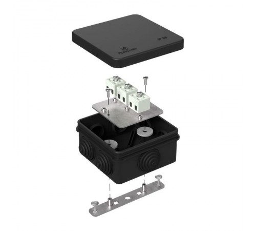 Коробка огнестойкая для о/п 40-0210-FR2.5-6 Е15-Е120 RAL9005 80х80х40 черная  40-0210-9005-FR2.5-6  Промрукав