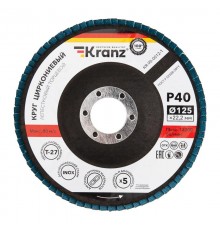 Круг лепестковый торцевой, циркониевый, P40, 125х22,2мм INOX  KR-90-0012-1  Kranz