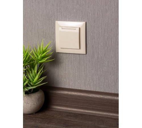 Валенсия розетка 1-местная с/з 16А кремова с крышкой и защ. штор. EKF  EWV10-124-20  EKF