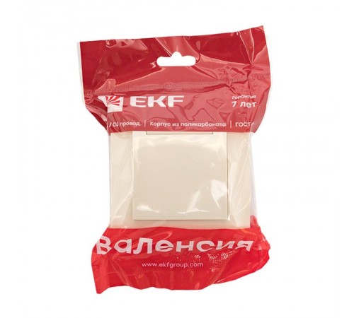 Валенсия розетка 1-местная с/з 16А кремова с крышкой и защ. штор. EKF  EWV10-124-20  EKF