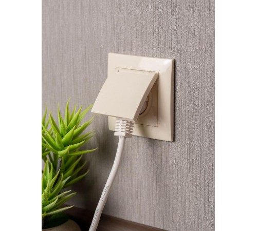 Валенсия розетка 1-местная с/з 16А кремова с крышкой и защ. штор. EKF  EWV10-124-20  EKF