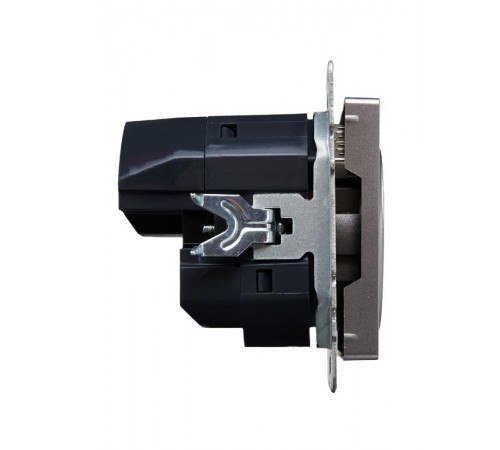 BRITE Розетка с заземлением со шторками 16А с USB A+A 2,1А РЮш10-1-БрС сталь  BR-R14-16-U21-D21-K46  IEK