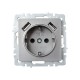 BRITE Розетка с заземлением со шторками 16А с USB A+A 2,1А РЮш10-1-БрС сталь  BR-R14-16-U21-D21-K46  IEK