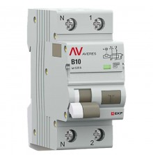 Выключатель автоматический дифференциального тока DVA-6 1P+N 10А (B) 10мА (AC) 6кА  AVERES rcbo6-1pn-10B-10-ac-av EKF