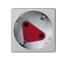 Розетка с заземлением, шторками и блокировкой с безвинтовым подключением Schuko 2Р+Е 16A 250В~ цвета алюминий K45 Connect  KS11-8  Simon