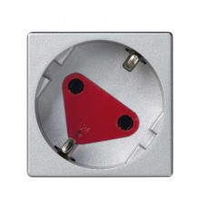 Розетка с заземлением, шторками и блокировкой с безвинтовым подключением Schuko 2Р+Е 16A 250В~ цвета алюминий K45 Connect  KS11-8  Simon