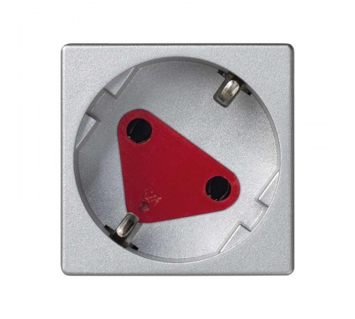 Розетка с заземлением, шторками и блокировкой с безвинтовым подключением Schuko 2Р+Е 16A 250В~ цвета алюминий K45 Connect  KS11-8  Simon