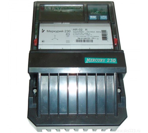 Счетчик Меркурий 230 AR-02 R 10-100А/400В (1 тар.) ЖКИ (монт. пл.)