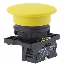 Кнопка управления "Грибок" 40мм самовозв. NP2-EC52 без подсветки, желтая 1НЗ, IP40 (R)  574094  CHINT