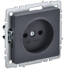 BRITE Розетка без заземления со шторками 10А РСш10-2-БрГ графит  BR-R13-10-K53  IEK